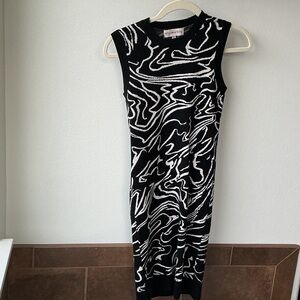 Monochrome Swirl Midi Dress